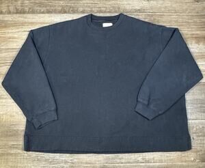 Nordstrom 3X Black Oversized Crewneck Sweatshirt Side Slit Cotton Blend Unisex